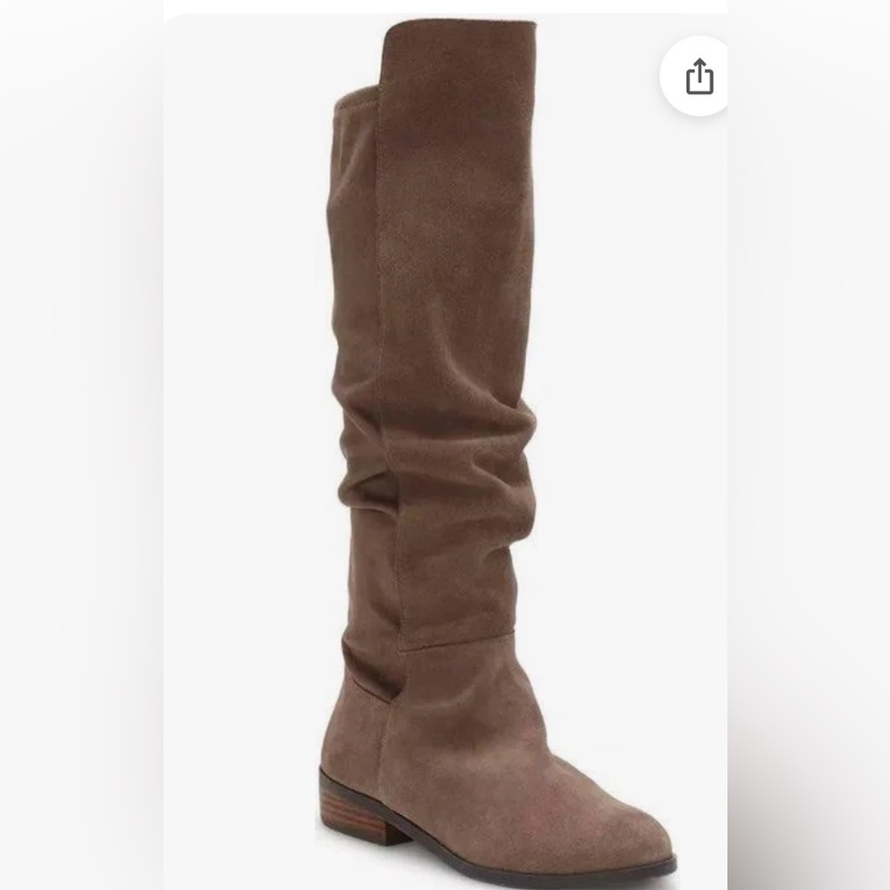 Lucky Brand Calypso Falcon Over the‎ Knee Suede Boots Wide Calf Women's Size 9.5